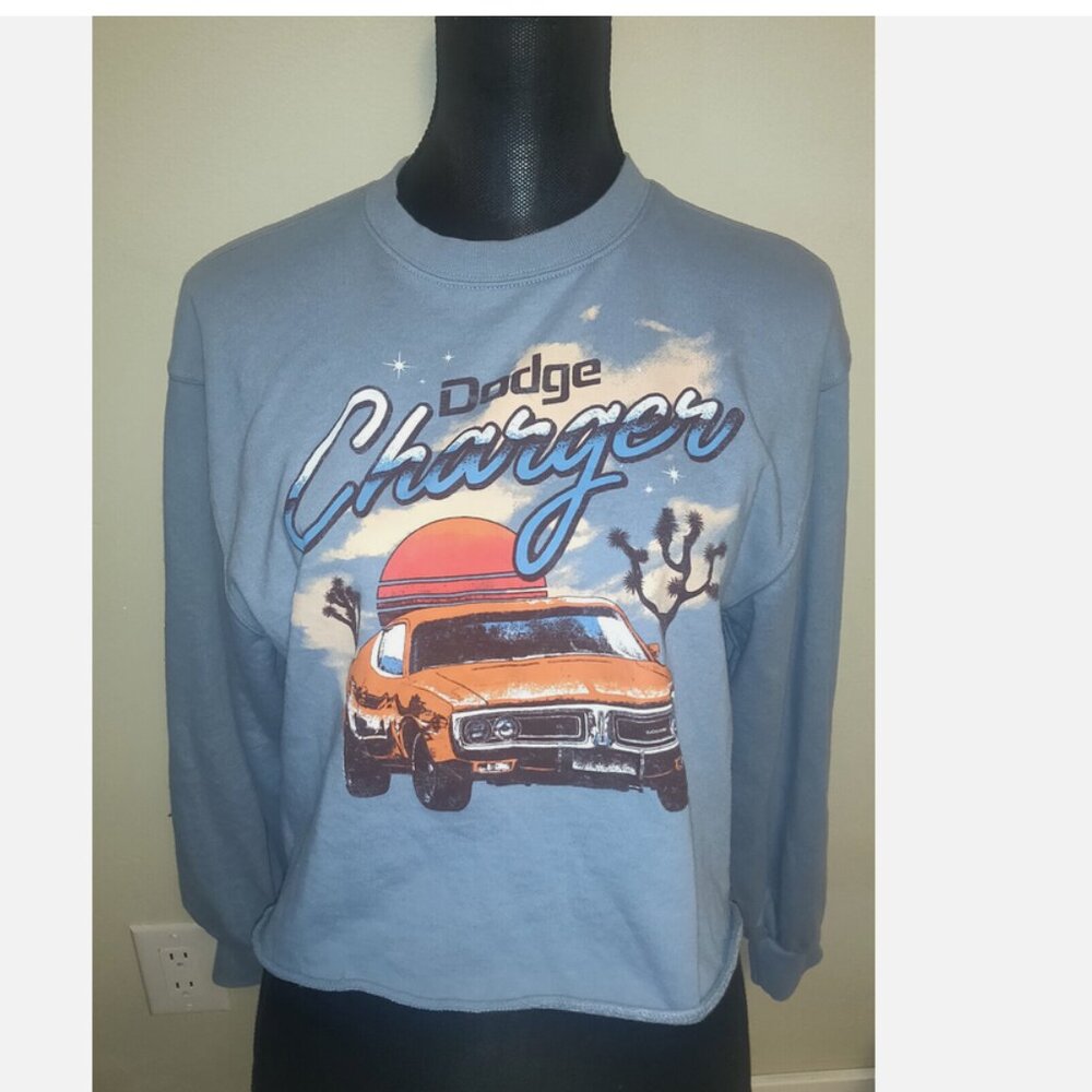 DODGE CHARGER Crop Top Sweatshirt Womens Size M - vintage car